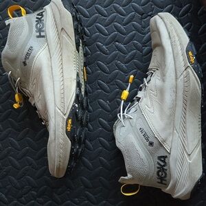 Hoka Men's Cream and Black Trail Sneakers